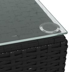 shumee Zahradní konferenční stolek černý 60x60x30 cm polyratan a sklo