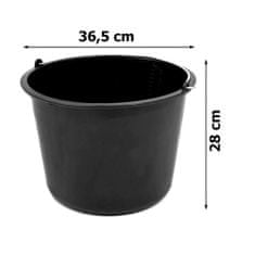 botle Stavební kbelík kbelík na maltu kbelík na maltu 20 L staveništní kbelík na omítku 36,5 cm kbelík na cement černý kbelík kbelík na vodu
