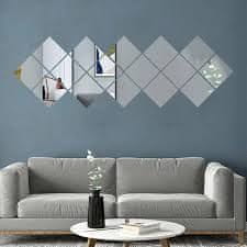 Zrcadlové Samolepky na zeď, 3D Nástěnné zrcadlo, Nalepovací Zrcadlo (konečná velikost 50x100 cm) | WALLGEM 32ks + 32ks ZDARMA