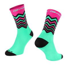 Cyklistické ponožky Wave, růžovo-tyrkysové - velikost S/M (36-41)