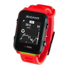 Sigma iD.TRI Basic multisportovní hodinky - neon červené
