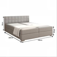 KONDELA Boxspringová manželská postel Ferata 180x200 cm - světle šedá