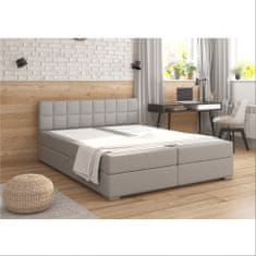 KONDELA Boxspringová manželská postel Ferata 160x200 cm - světle šedá