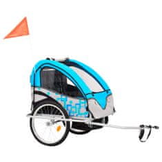 Dětský vozík za kolo a kočárek pro běžce 2v1 modro-šedý