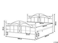 Beliani Bílá zdobená kovová postel 180x200 cm ANTLIA